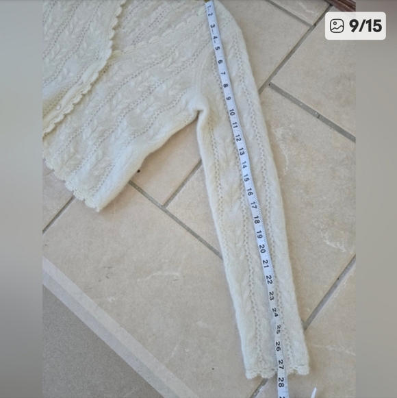 SÉZANE Antony Fancy Knit V Neck Cardigan Ivory Ecru XS New - Picture 12 of 14